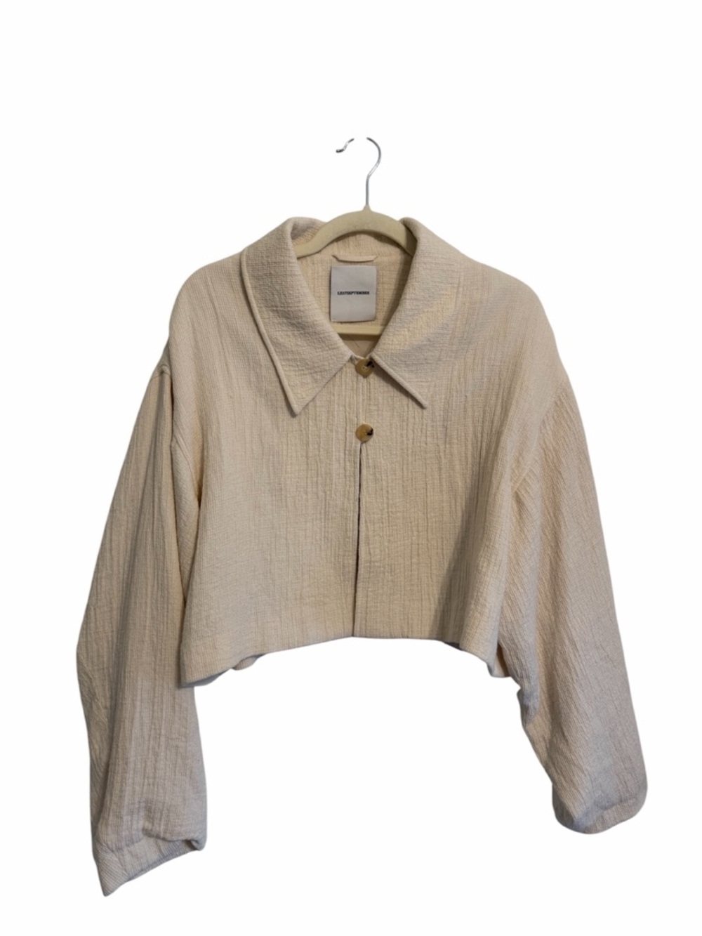 LE17SEPTEMBRE Cropped Cream Textured Jacket Size 38
